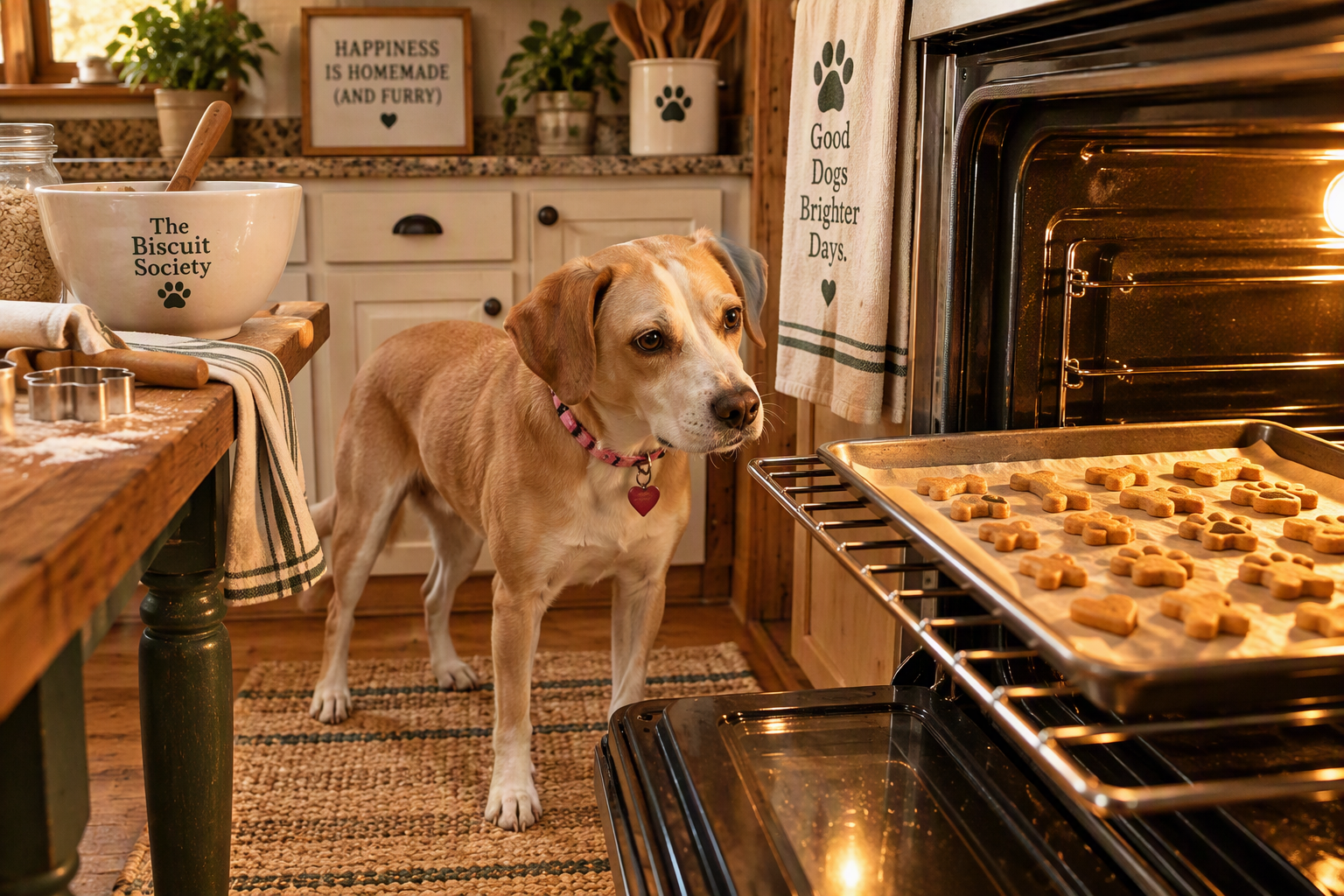 Zena watching homemade biscuits baking in the oven