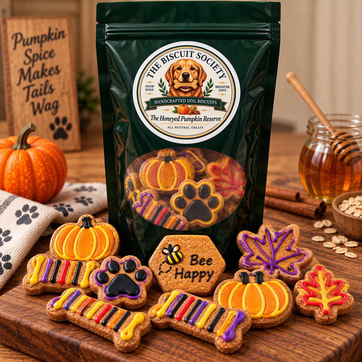 The Honeyed Pumpkin Reserve — Reserve Collection handcrafted coated dog biscuits